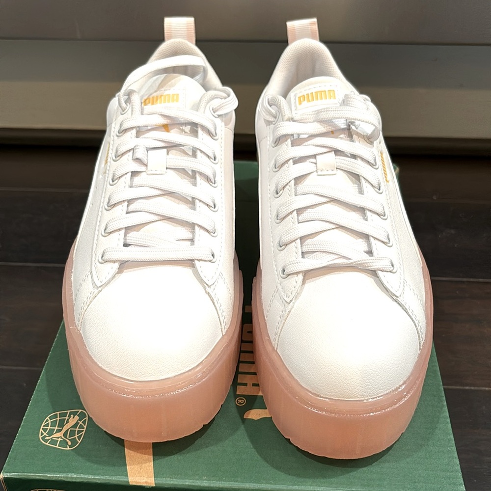 PUMA MAYZE BEACH DAYS PLATFORM SNEAKERS IN WHITE/FROSTY PINK SZ 9,11 NEW IN BOX! - Picture 3 of 11